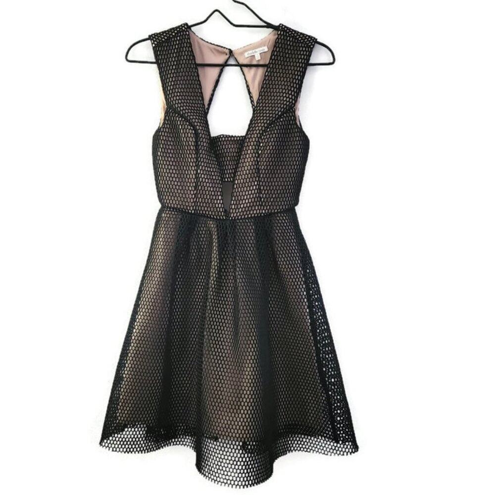 Charlotte Russe Woman's Black Mesh Cut Out Open Back Mini Dress Small